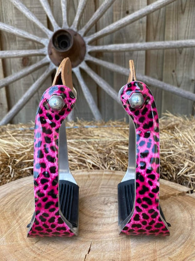Stirrups - Leopard print stirrup irons Pink
