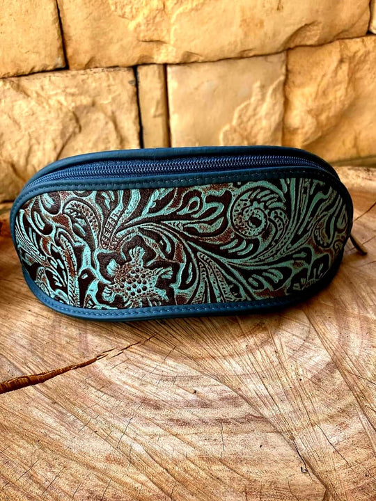 Gift - Sunglasses Leather Embossed Floral Print Case