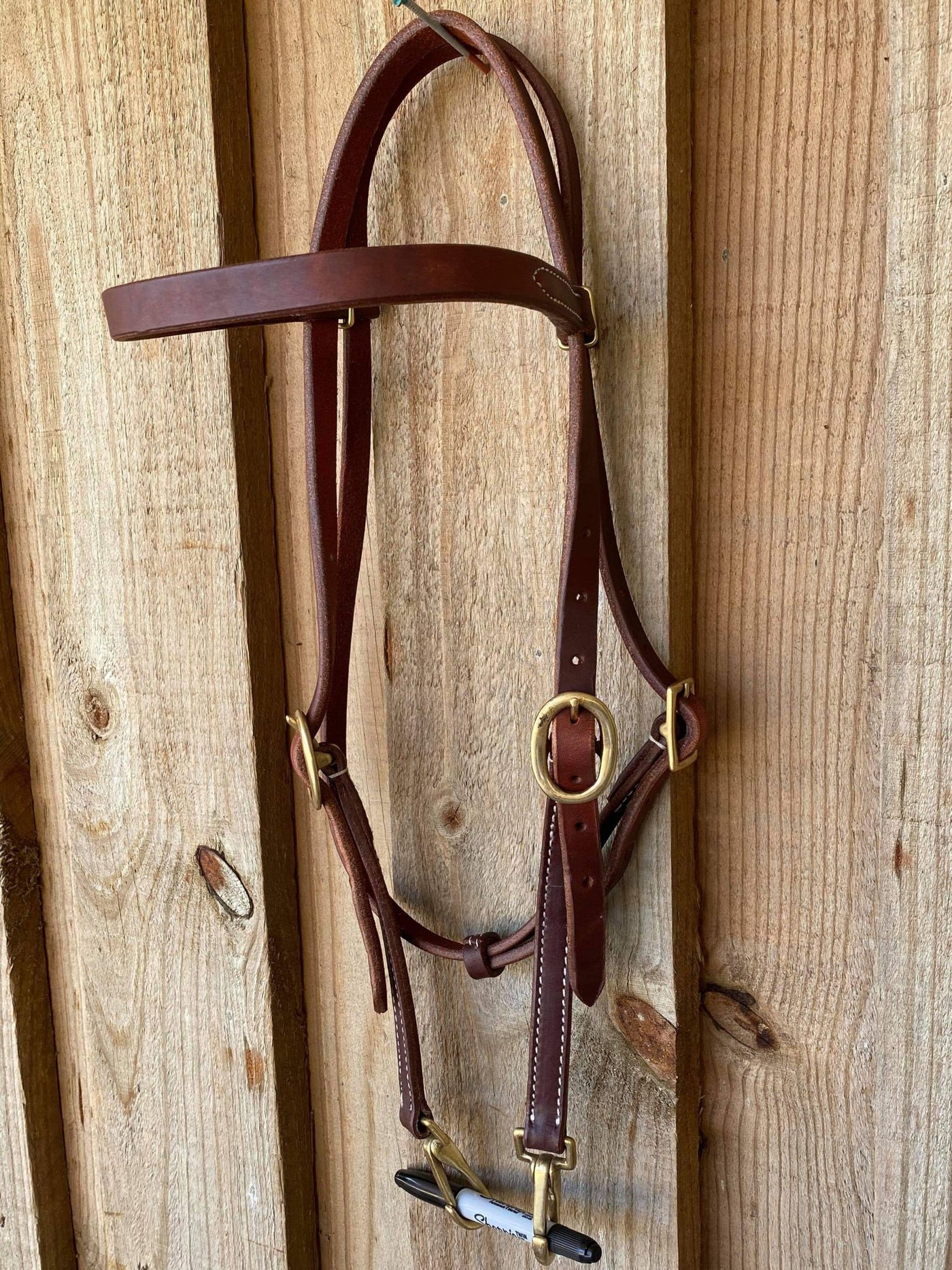Western Bridle Browband Headstall Harness Leather Brass Quick Snap Ends