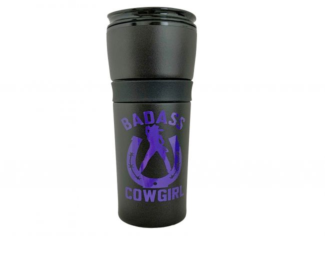 Mug - Thermal Bad Ass Cowgirl Mug Black/ Purple