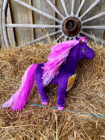 Kids Soft Plush Purple Standing Horse