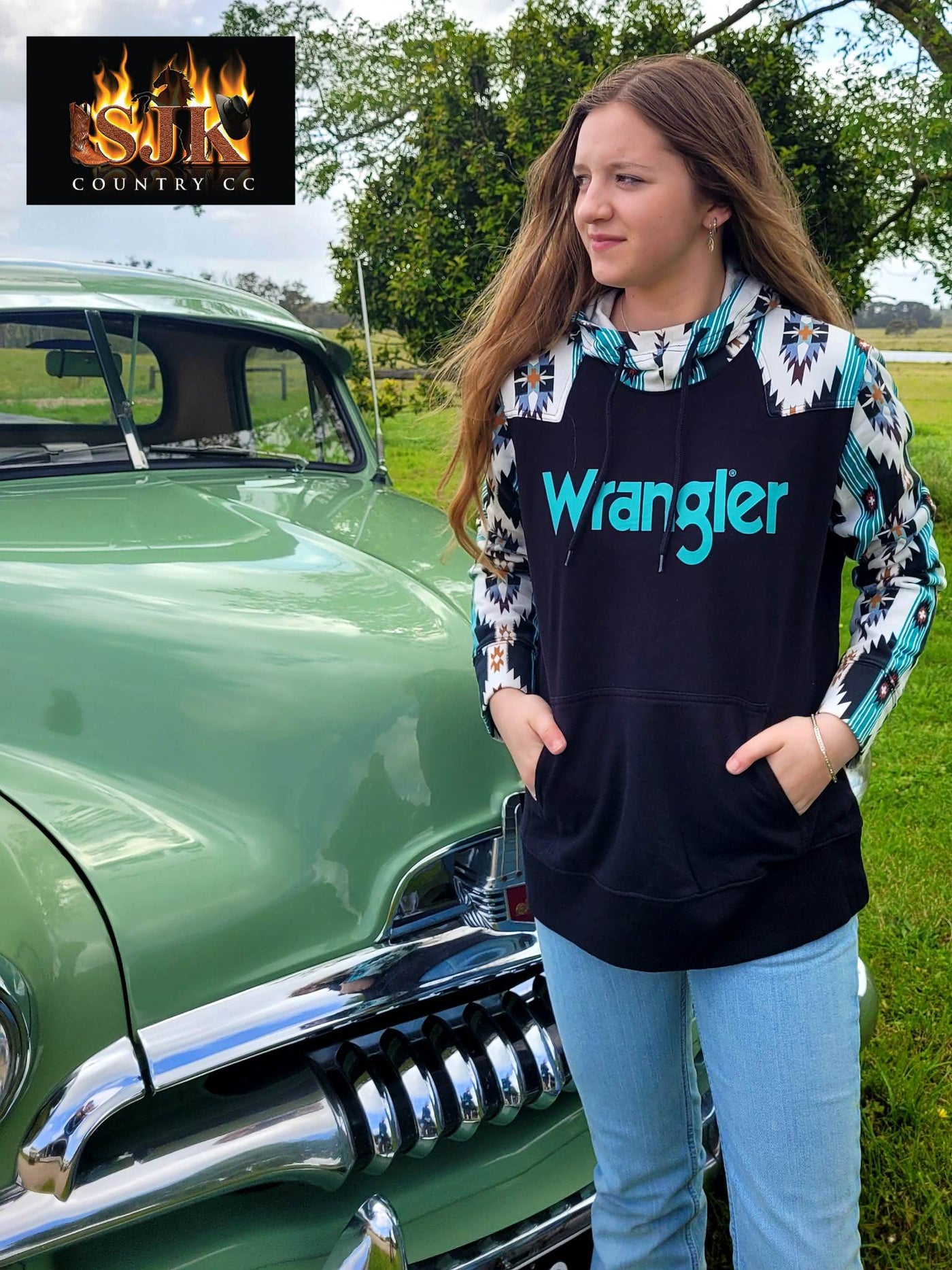 Wrangler USA Collection Aztec Hoodie Size Large