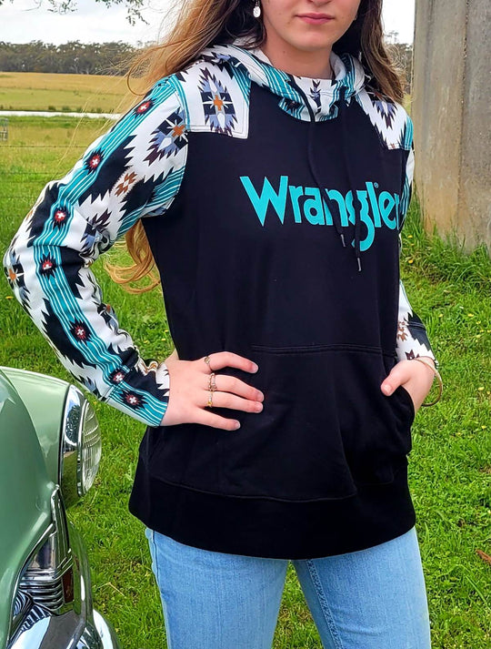 Wrangler USA Collection Aztec Hoodie Size Large