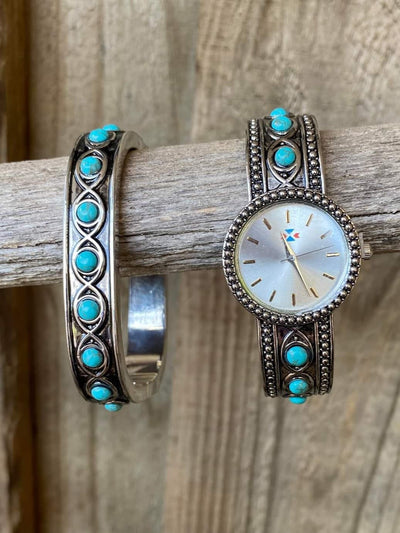 Canyon Sky Women's Navajo Design Watch with Matching Bracelet