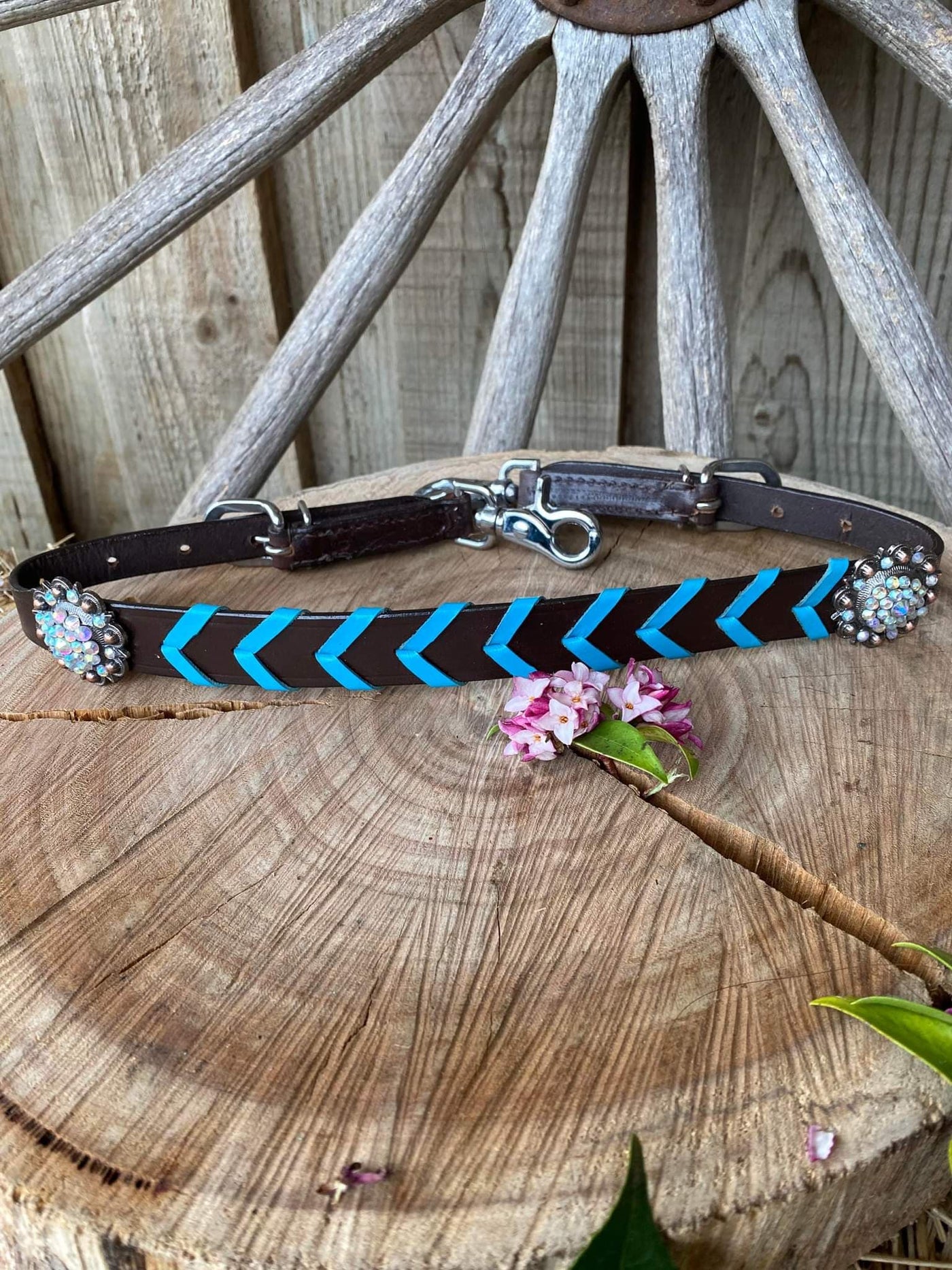 Wither Strap - Turquoise Laced Leather Wither Strap