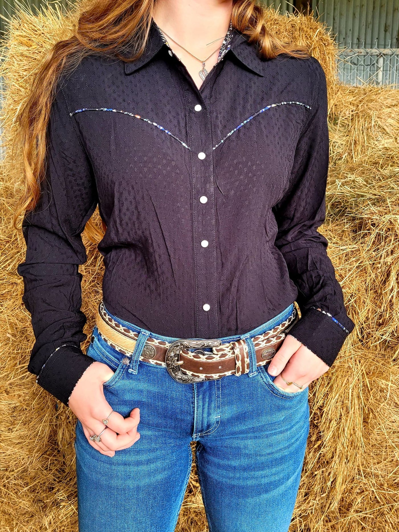 Wrangler Western Ladies Hana Shirt Dobby Size 14