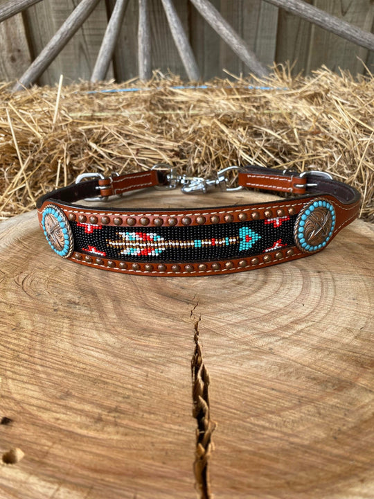 Wither Strap - Arrow Beaded Leather Wither Strap
